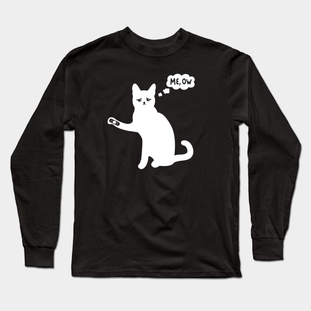 Cat Me, Ow - Sad Hurt Kitty Kitten Meow Long Sleeve T-Shirt by Barn Shirt USA